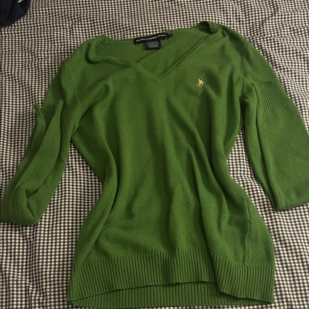 Ralph Lauren Vibrant Green V-Neck Sweater